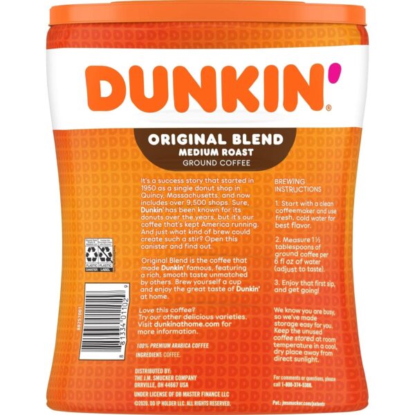 Dunkin' Original Blend Medium Roast Ground Coffee, 30 Ounce - Image 2