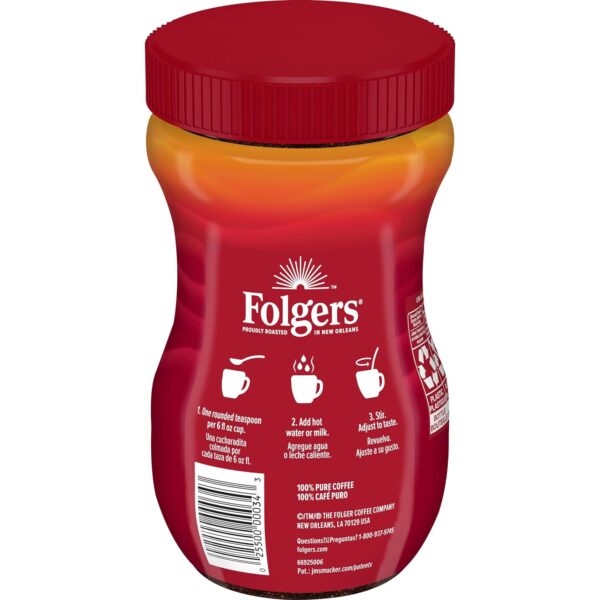 Folgers Classic Roast Instant Coffee 8Oz - Image 2