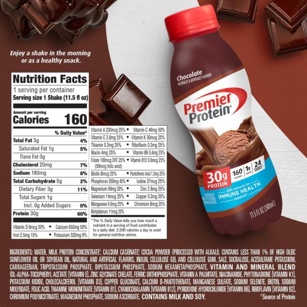 Premier Protein Shake, Chocolate, 11.50 fl oz, 12ct - Image 4